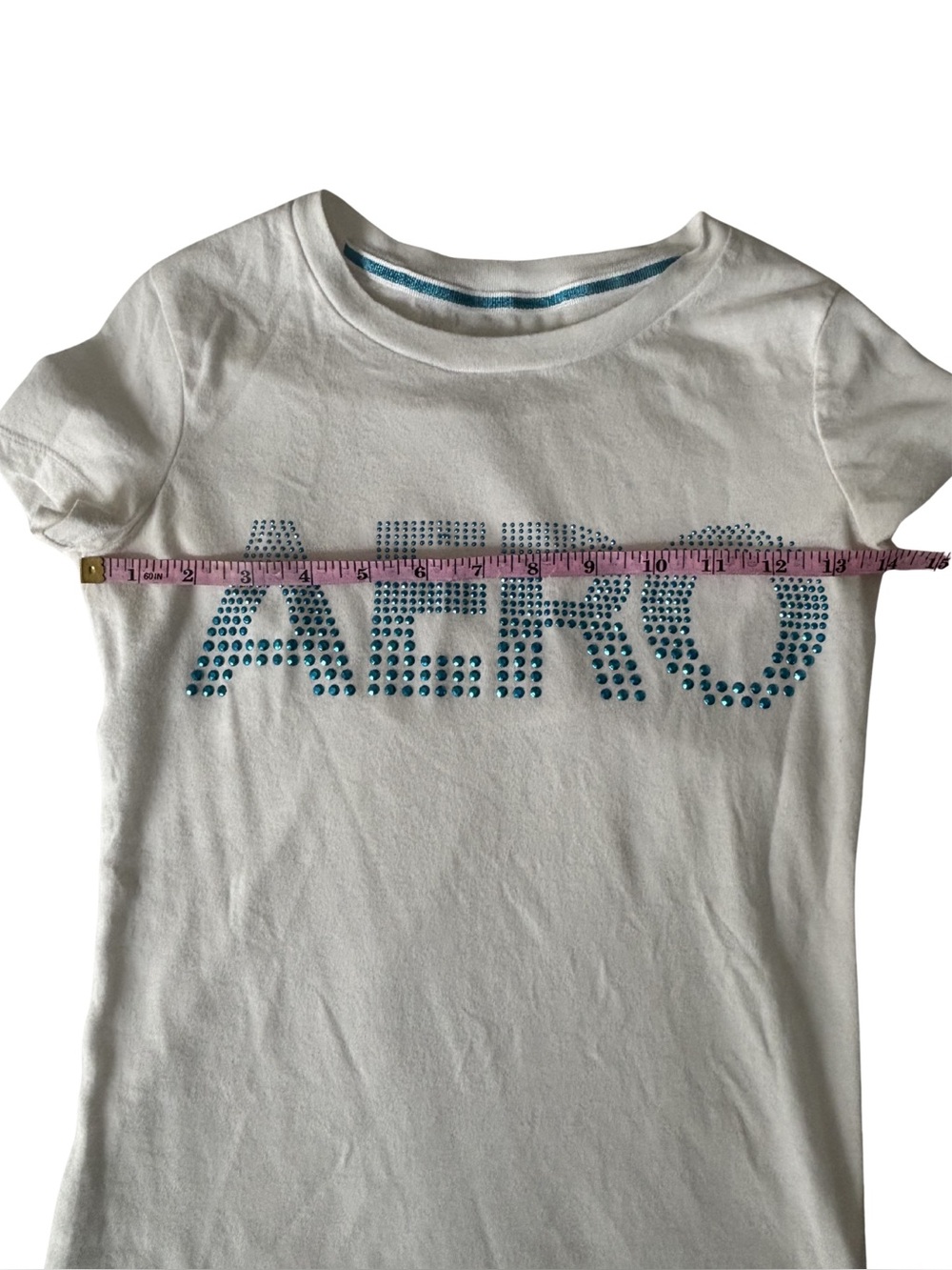 Aeropostale white blue studded y2k baby tee - Picture 2 of 2